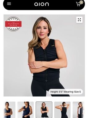 Aion Women's Black Zip Front Padded Vest Top